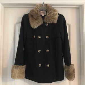 Fur lined pea coat